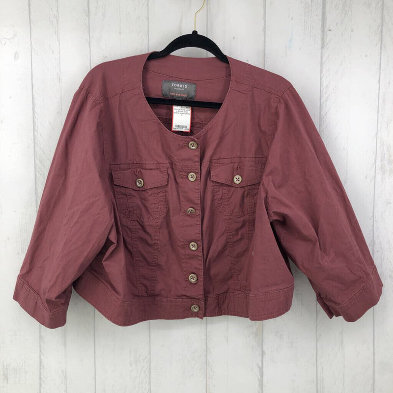 4 3/4 slv crop button jacket