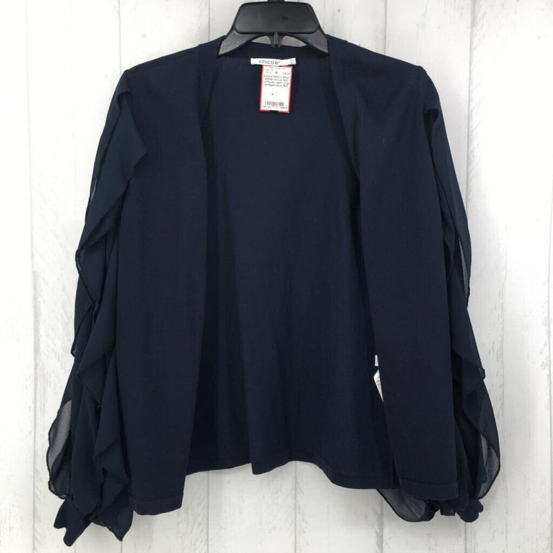 S(0) ruffle slv open crop cardigan