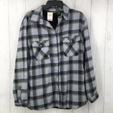 XL faux fur lined snap plaid shacket