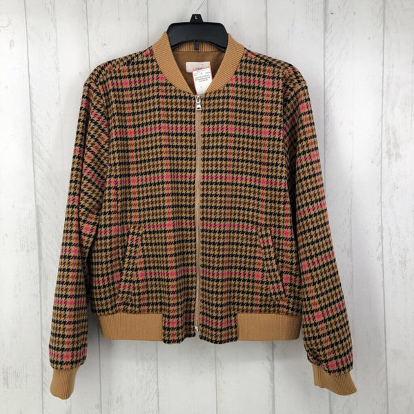 M houndstooth zip coat