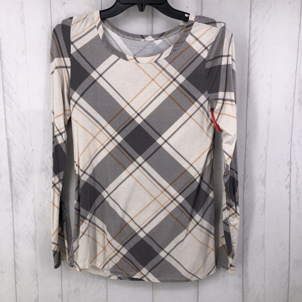 XS l/s plaid top