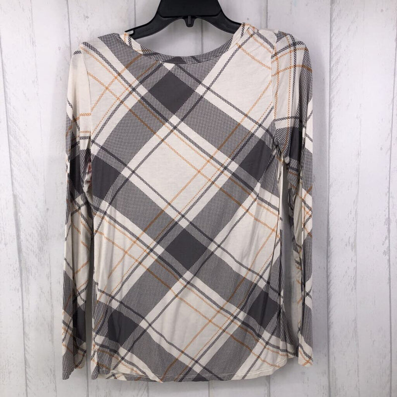 XS l/s plaid top