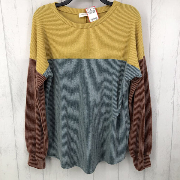 M l/s ribbed color block top