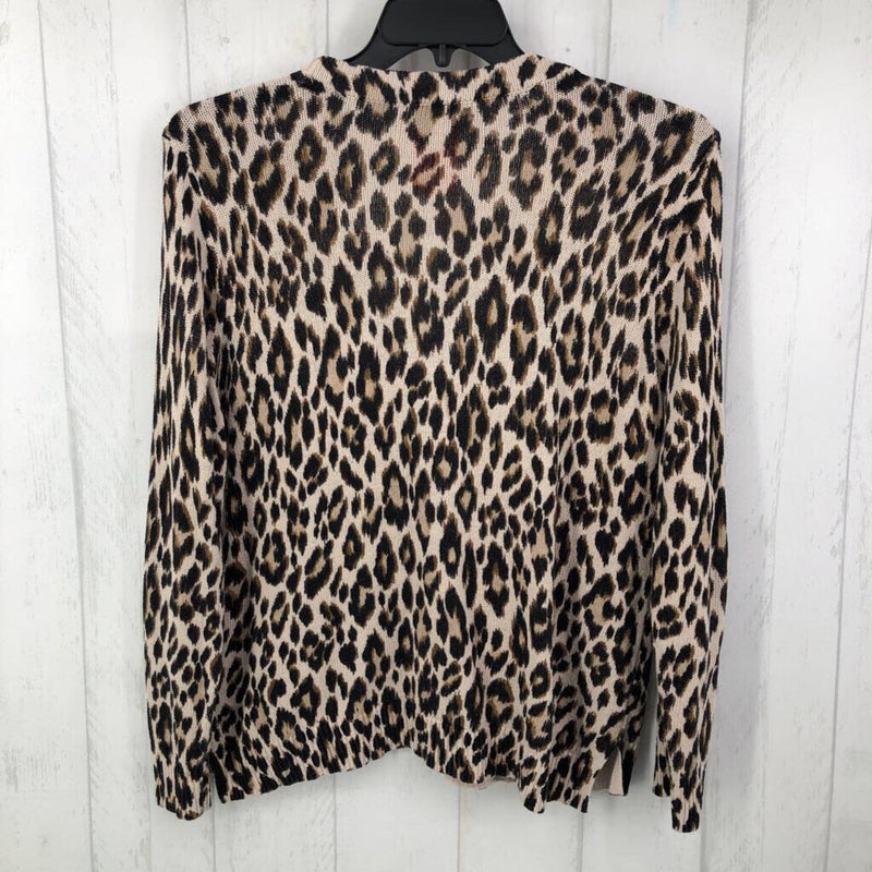 L(2) l/s animal print button cardigan