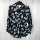 6(0.5) l/s floral 3/4 slv button shirt