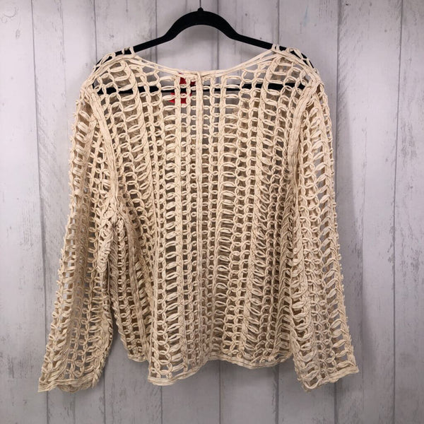 M l/s crochet l/s v-neck top