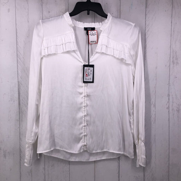 M l/s button tiered ruffle shirt