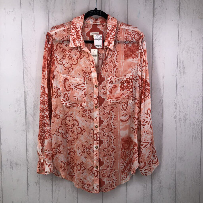 R100 M l/s flower print button shirt