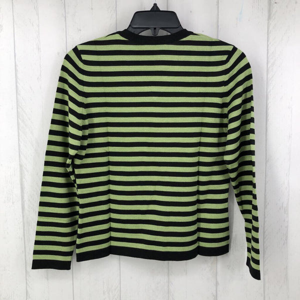 S 3/4 slv stripe v-neck top