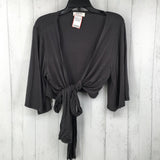 L l/s crop tie open cardigan