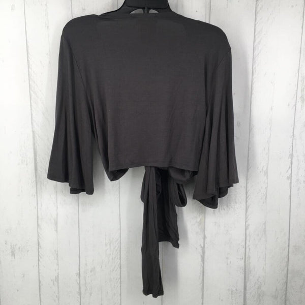 L l/s crop tie open cardigan