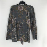 L l/s flower print knotted shirt