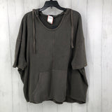 OS s/s kangaroo pocket top w/ hood