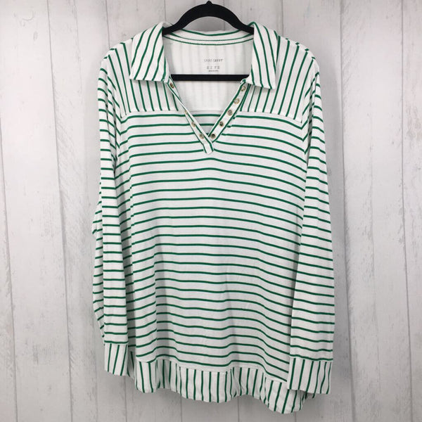 1x l/s stripe v-neck top