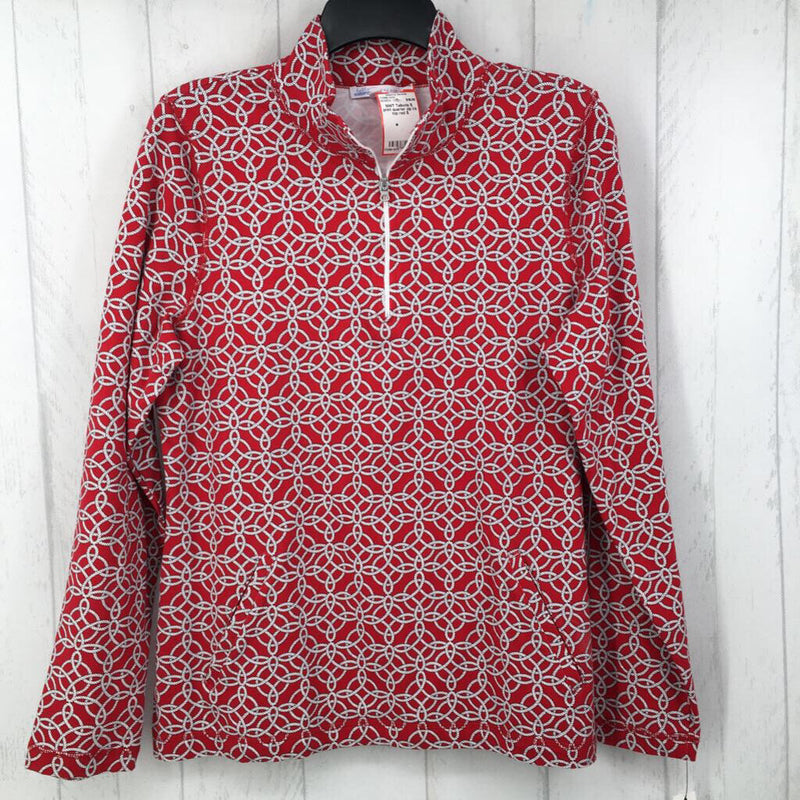 S print quarter zip l/s top