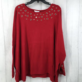 R129 L/XL grommet poncho sweater