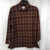 P/S l/s plaid t-neck top