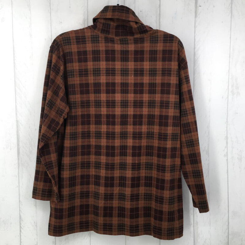 P/S l/s plaid t-neck top