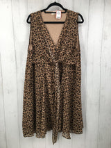 1X Animal print tie front slvls dress