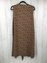 1X Animal print tie front slvls dress