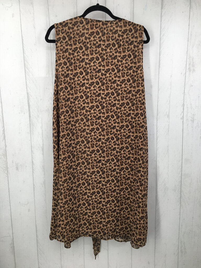 1X Animal print tie front slvls dress