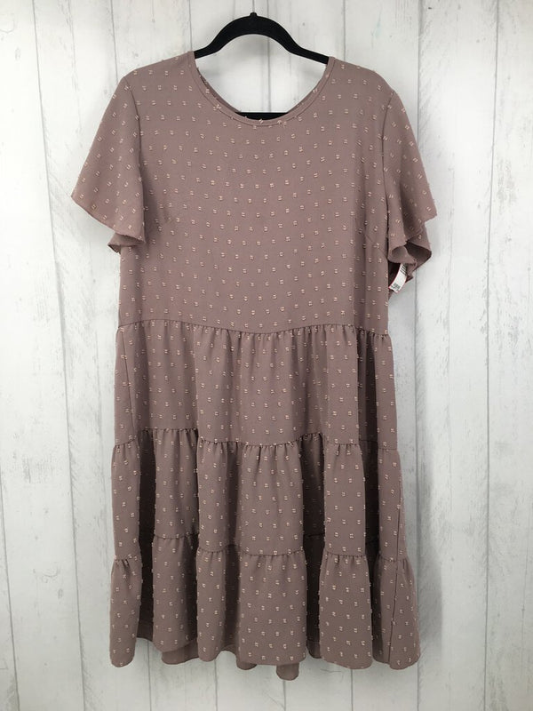 2XL Textured s/s tierd dress