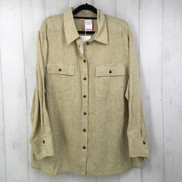 R600 3X Linen button down l/s top