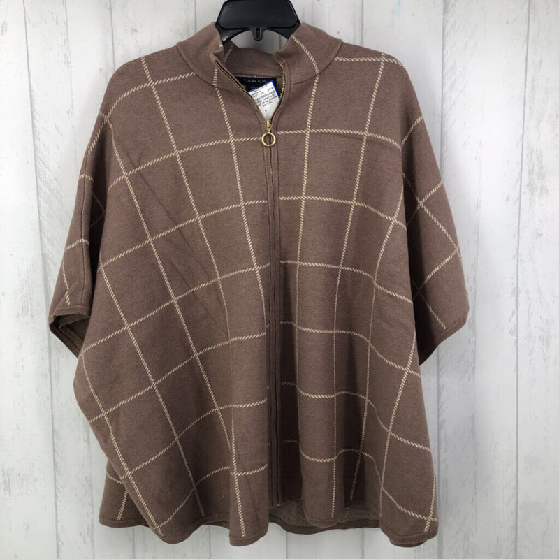 L/XL Plaid zip up poncho