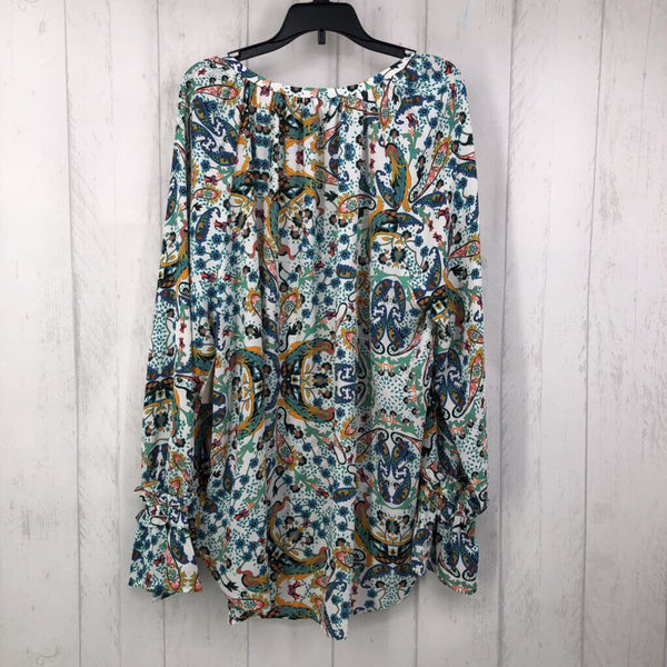 XL Paisley print v-neck l/s top