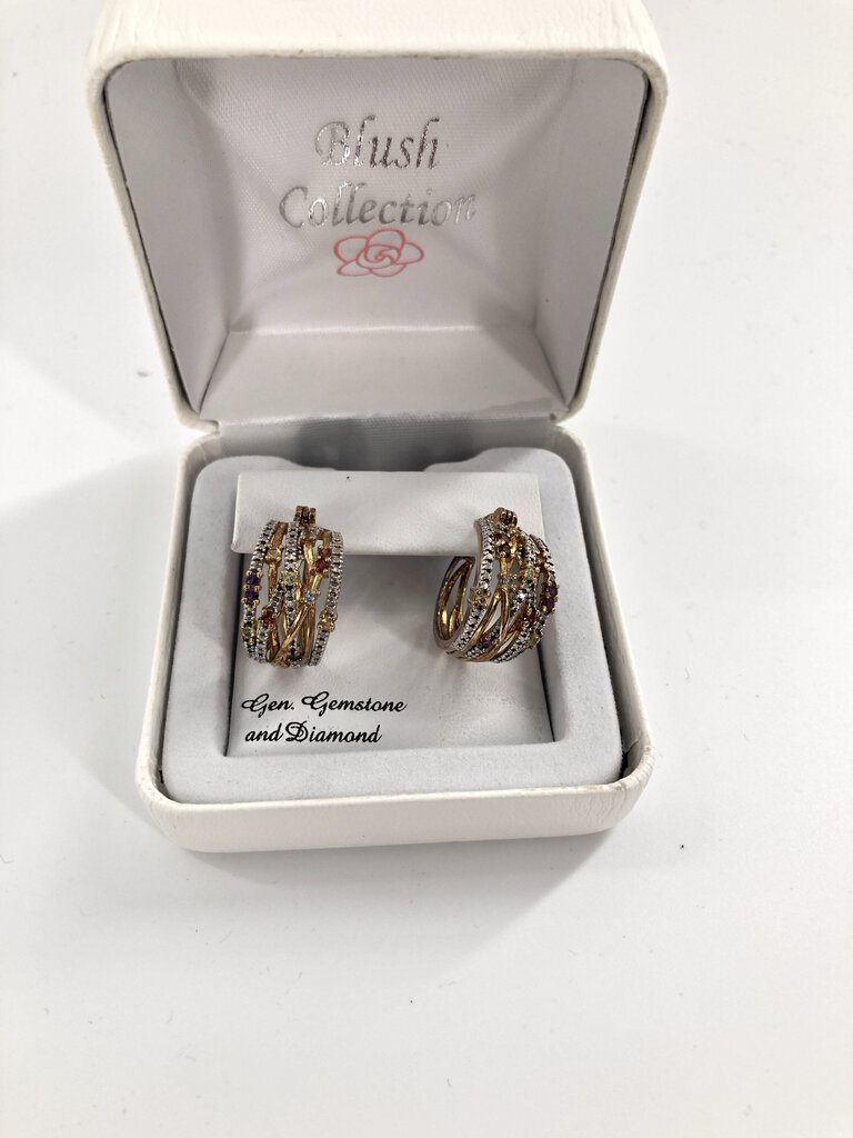 Genuine gemstone & diamond earrings