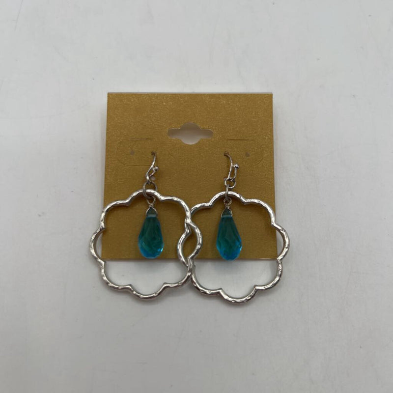 Aqua stone hoop earrings