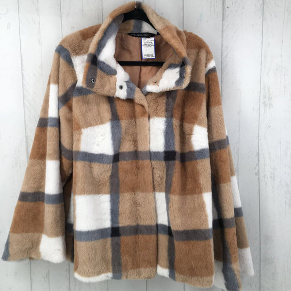 2X Faux fur plaid jacket