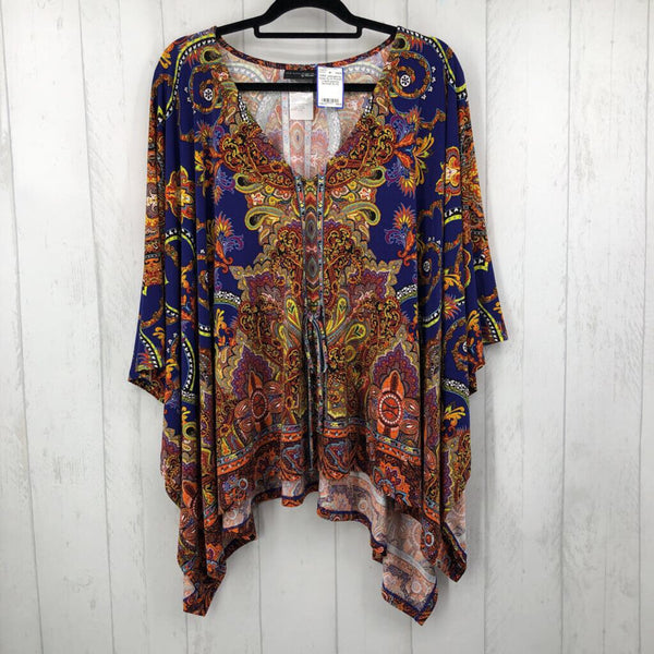 XL/1X Printed v-neck poncho