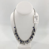 11" Lia Sophia silvertone leaf & blue stone necklace