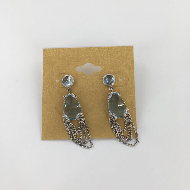 Aqua stone chain earrings