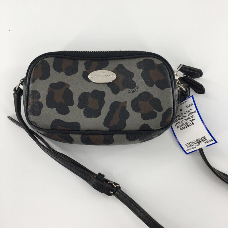 small leather animal print crossbody pouch