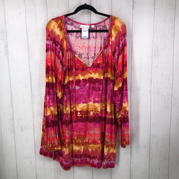 3x l/s v-neck tie-dye like top