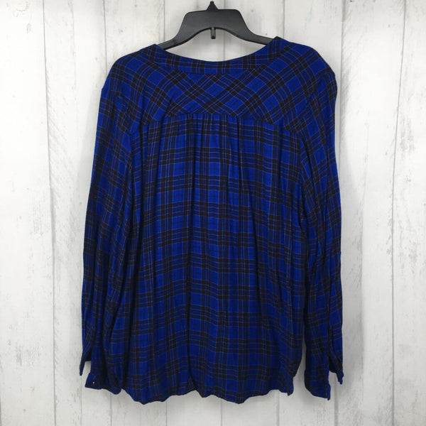 XL Plaid 1/2 button down l/s top