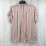 L Striped button down s/s top