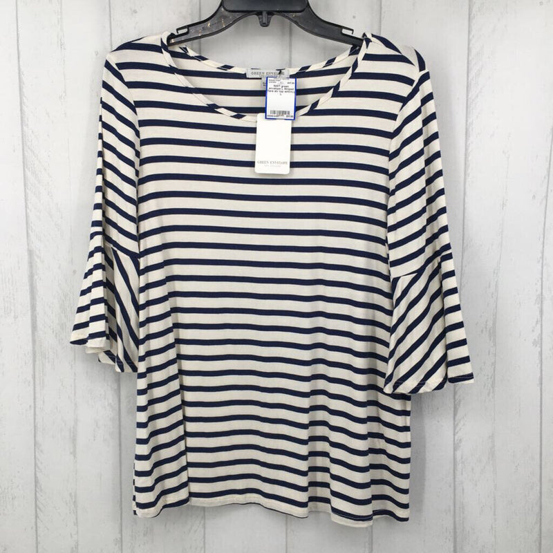 L Striped flare slv top