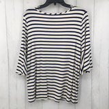 L Striped flare slv top