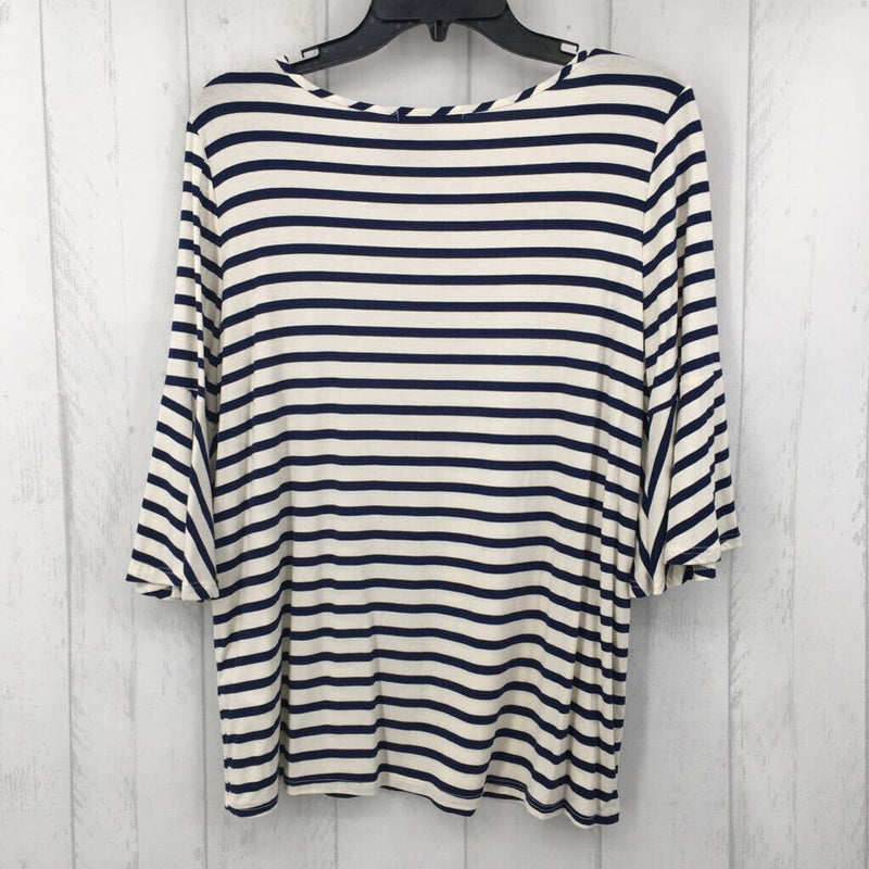 L Striped flare slv top