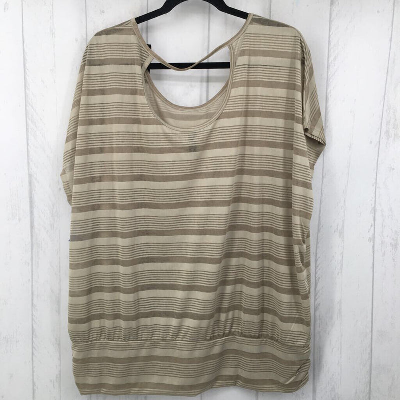 R40 18/20 Semi-sheer striped cap slv top