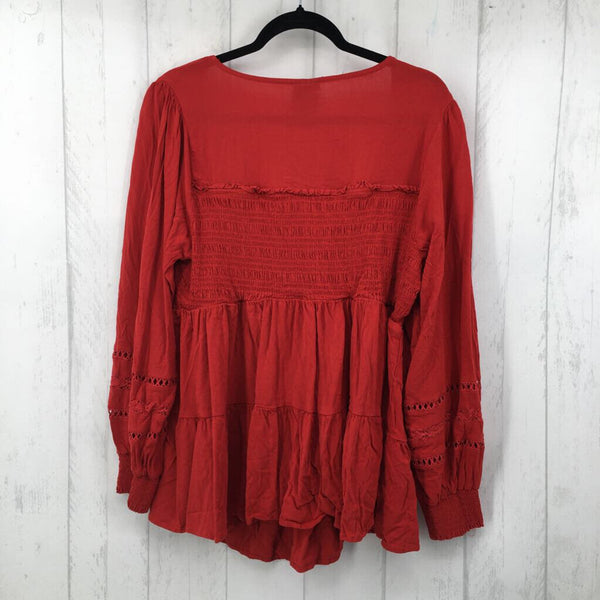 2X Smocked layered l/s top