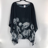 3X Semi-sheer printed poncho