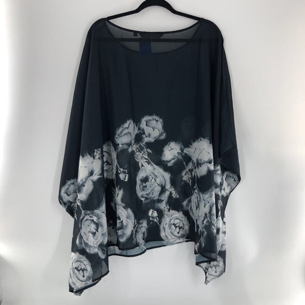 3X Semi-sheer printed poncho