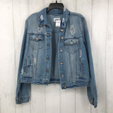 XL Distressed jean jacket