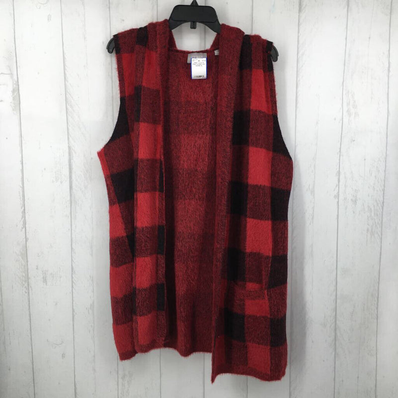 XL Plaid hooded vest