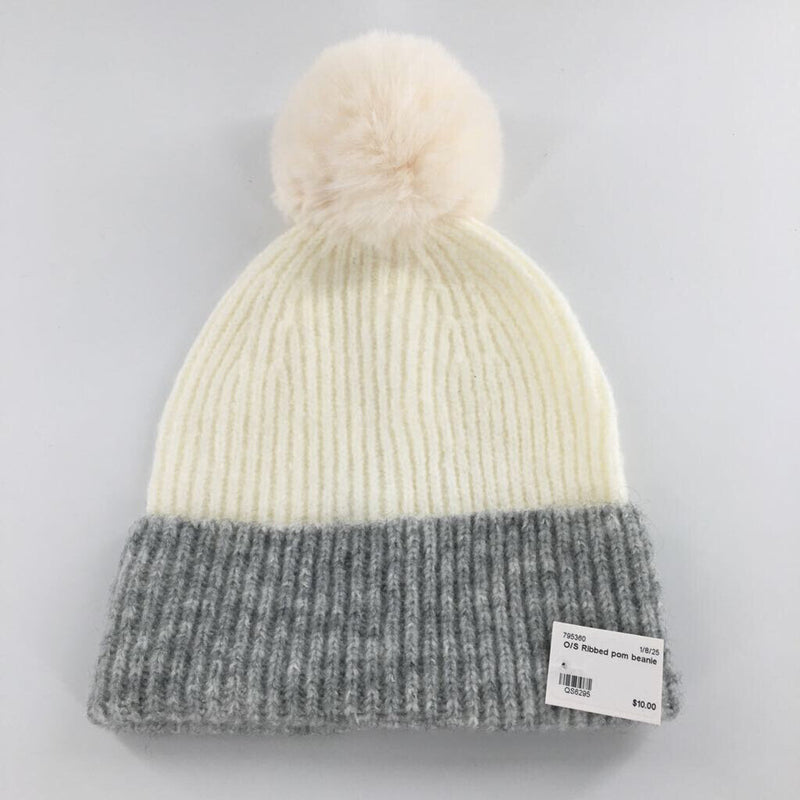 O/S Ribbed pom beanie