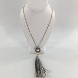 Goldtone snakeskin tassel necklace 22"